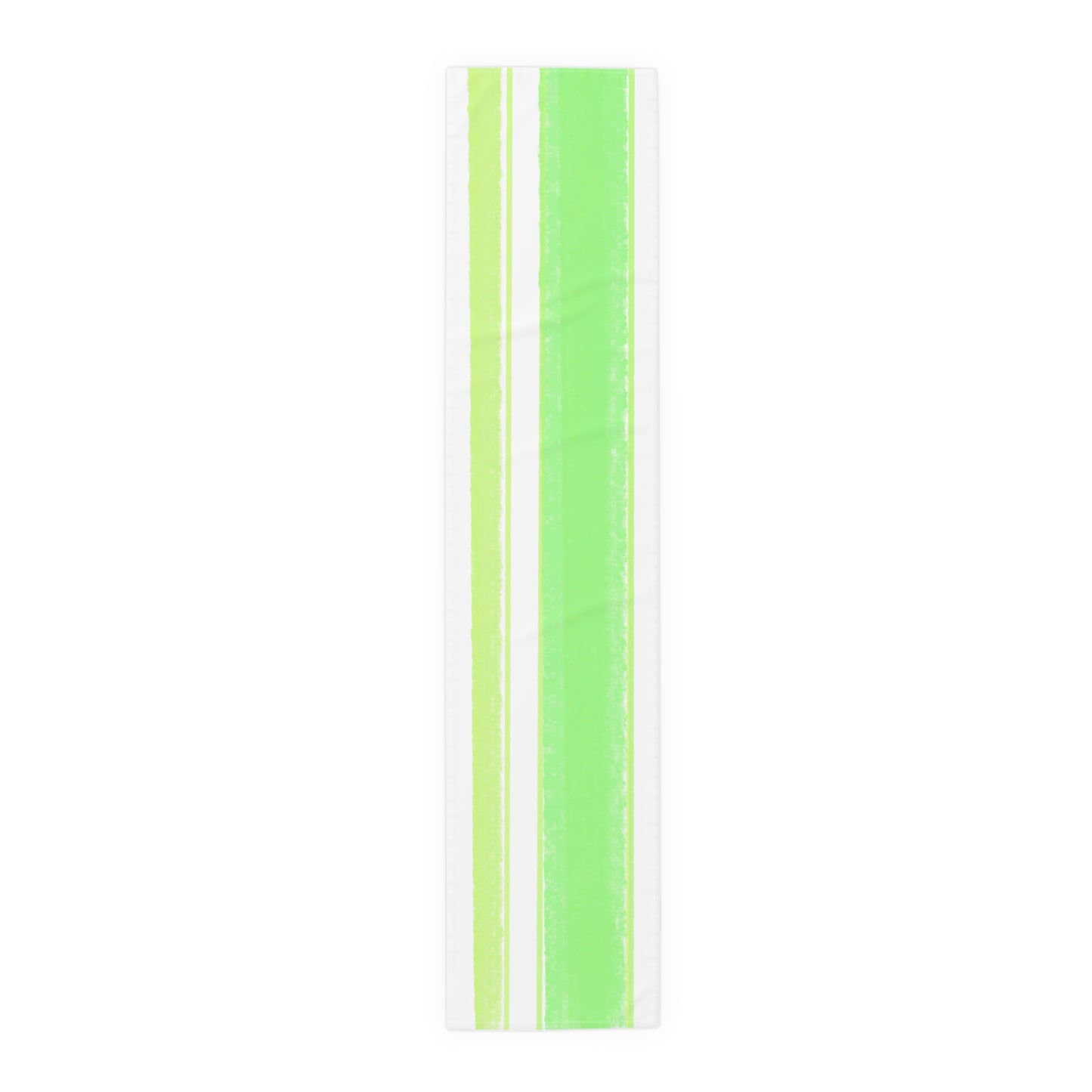 Mega Stripe Table Runner (Cotton Creamy White, Poly Bright White), Green