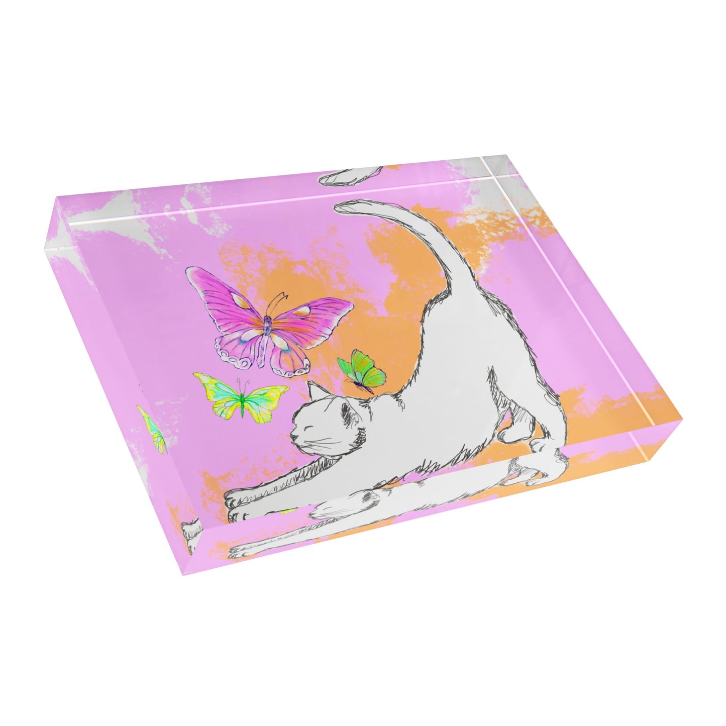 Kitty Flutter Acrylic Block