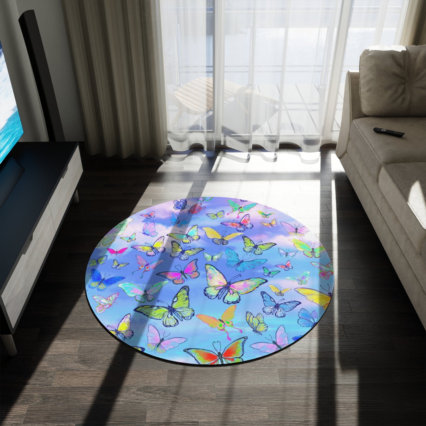 Round Rug  Butterfly Playdate 1