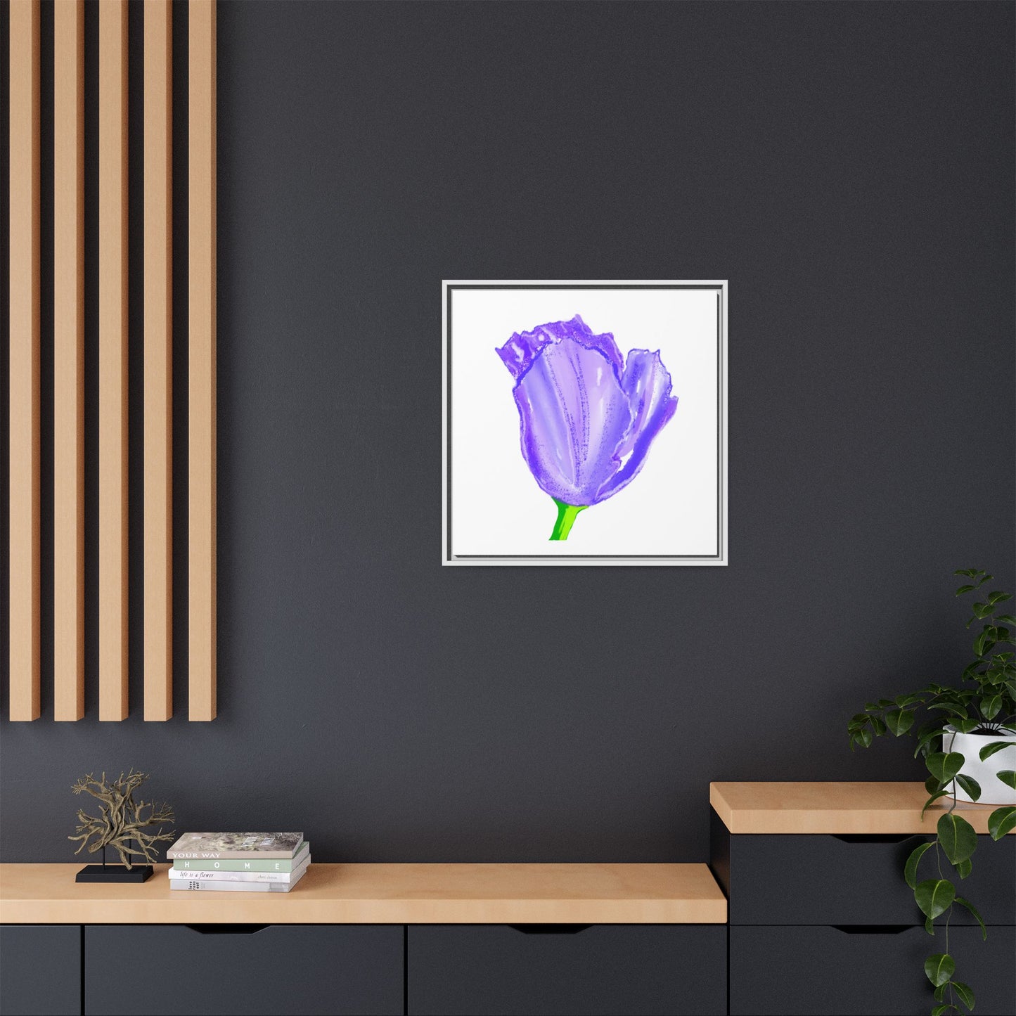 Dancing Tulips Matte Canvas, Framed (Multi-color) Purple