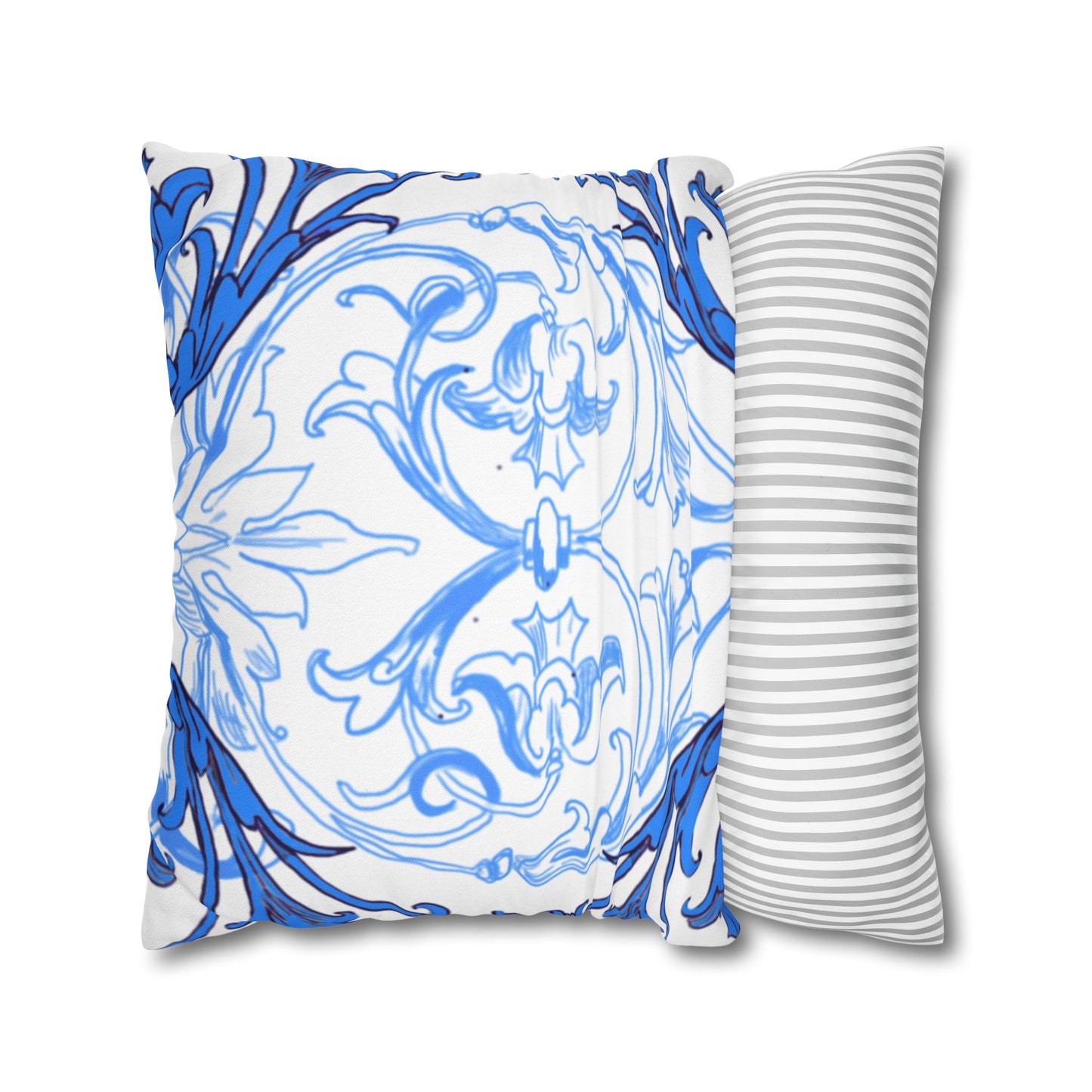 Blue and White Porcelain Square Pillowcase