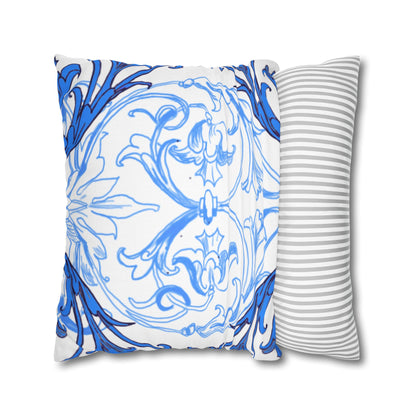 Blue and White Porcelain Square Pillowcase