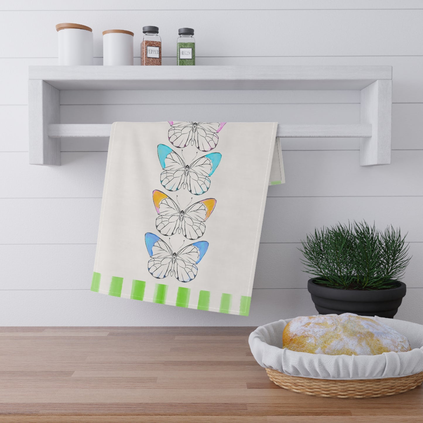 Butterfly Chroma Tea Towels (Cotton Creamy White, Poly Bright White)