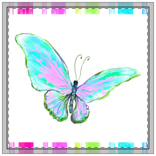 Butterfly Jive In Aqua and Lilac with striped Border Napkins (set of 4), polyester