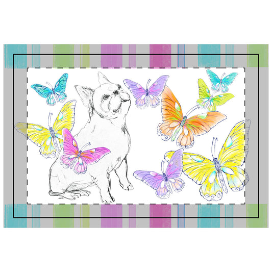 Dogi Butterfly Flutter Poly Quilted Placemat, Bulldog #3