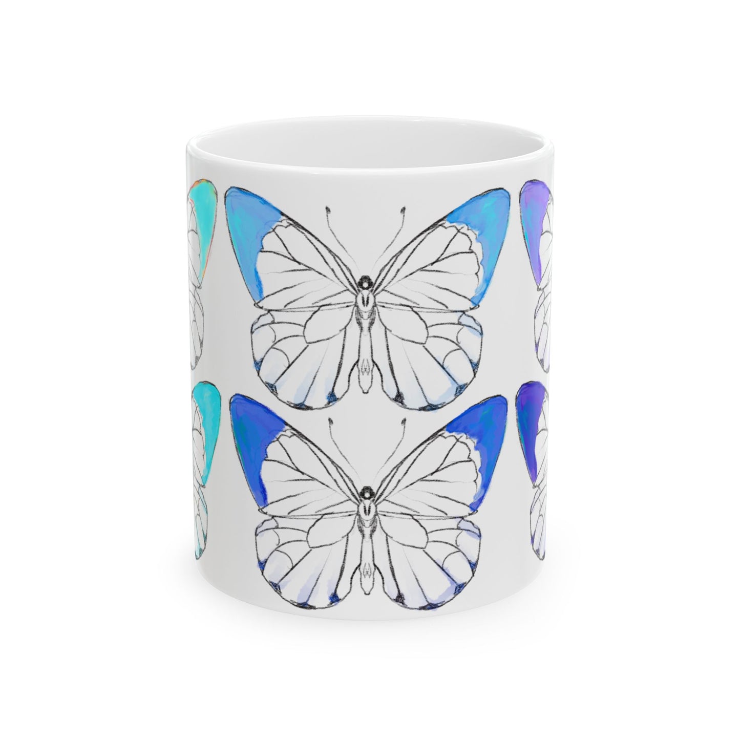 Chroma Ceramic Mug, (11oz, 15oz) aqua blue