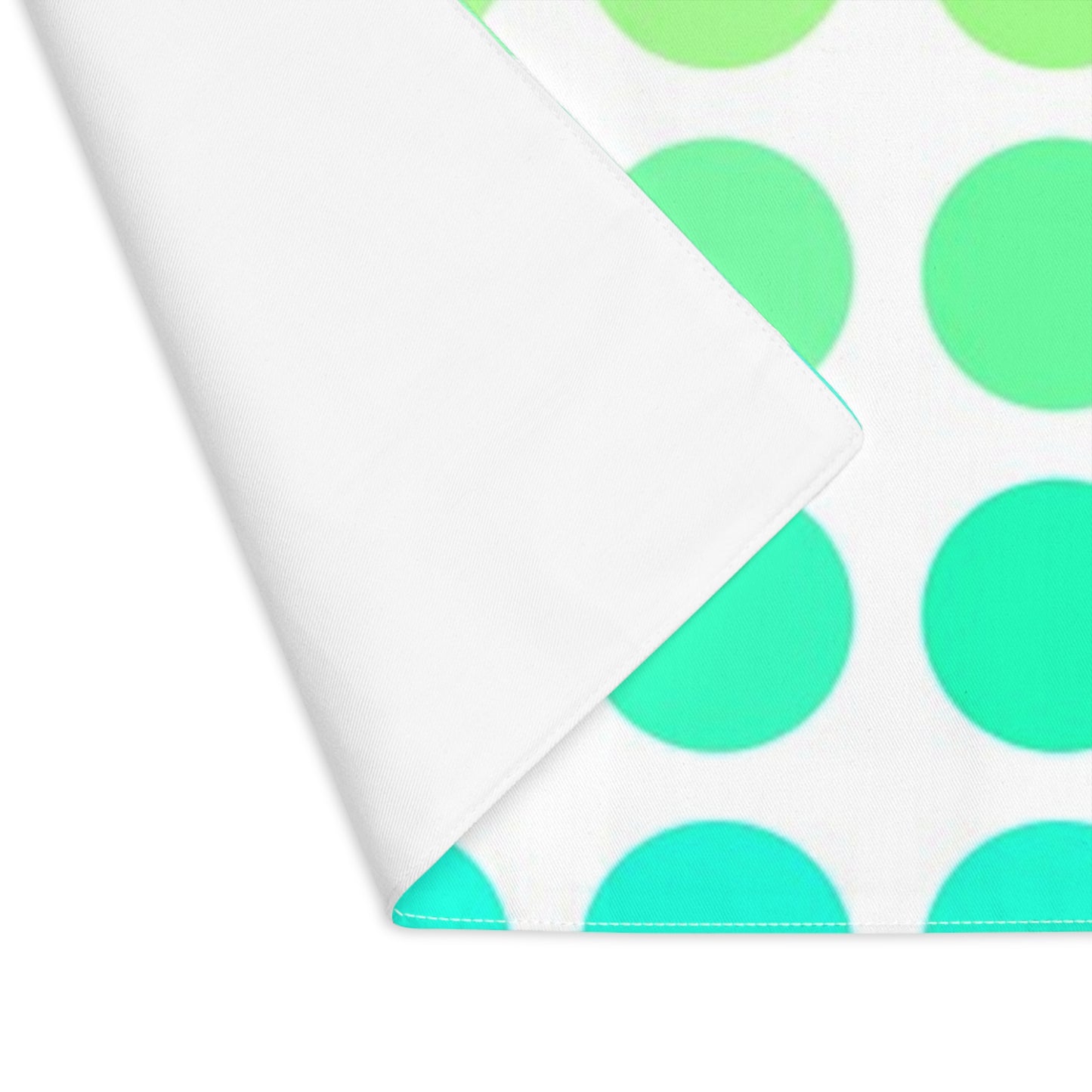 Polka Dot Joy Cotton Twill Placemat, Green/Aqua, Creamy White Fabric Background