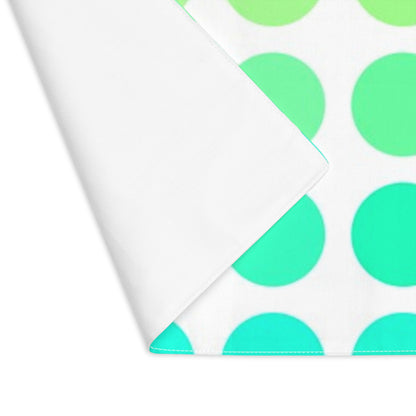 Polka Dot Joy Cotton Twill Placemat, Green/Aqua, Creamy White Fabric Background