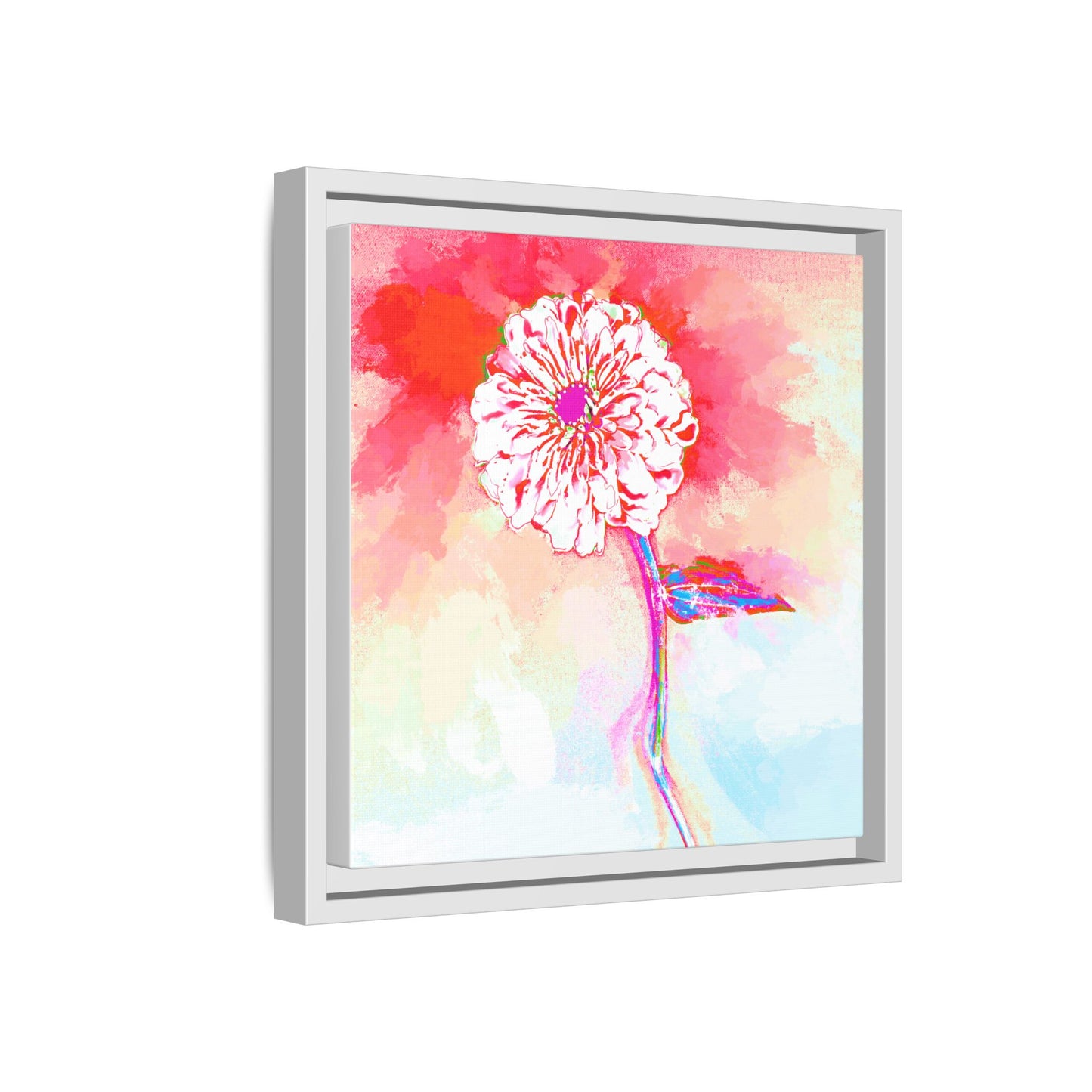Zinnia Color Splash Matte Canvas Red Framed