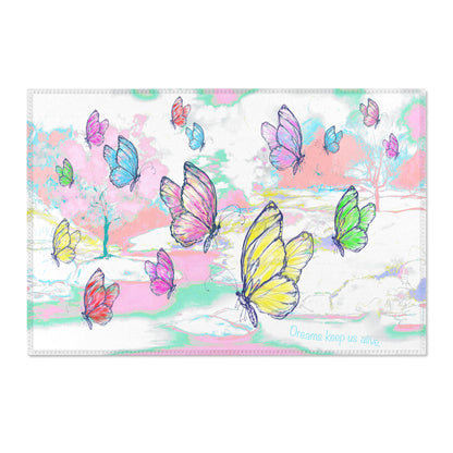 Joyful Landscapes and Butterflies Indoor Area Rug, Multi-colors