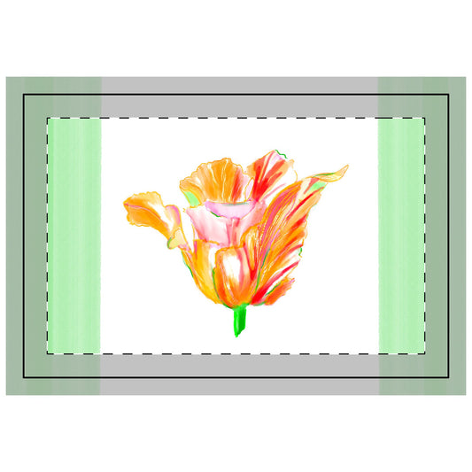 Tulip Love Polyester Quilted Placemat in Orange with Green Striped Edges