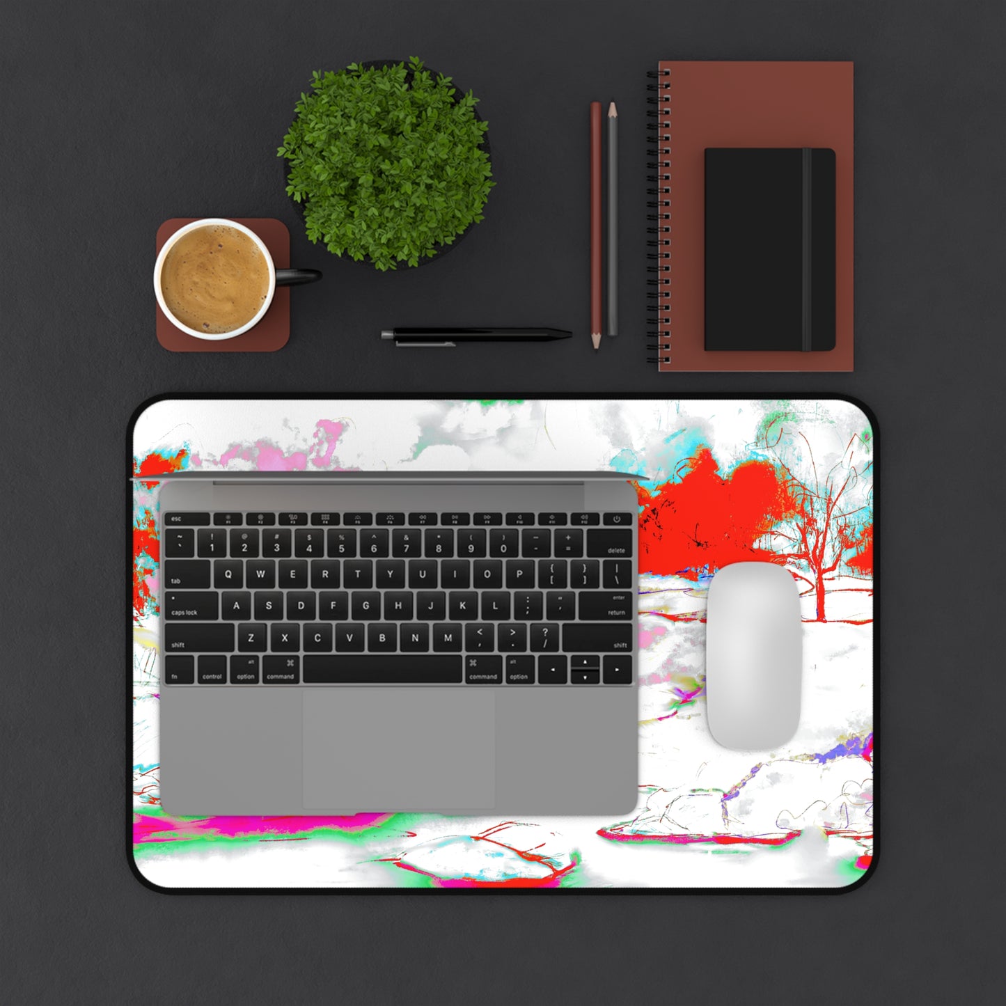 Joyful Landscapes Desk Mat, Yellow and Blue