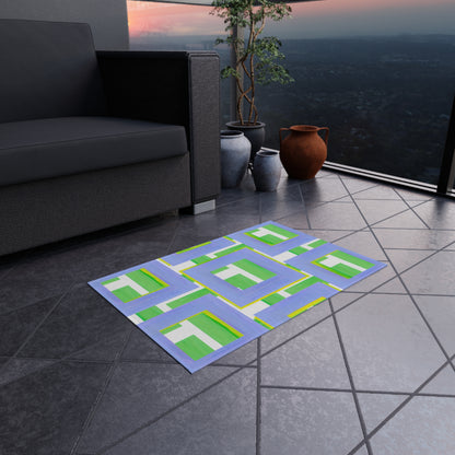 Indoor/Outdoor Rug Color Blocks Green & Periwinkle