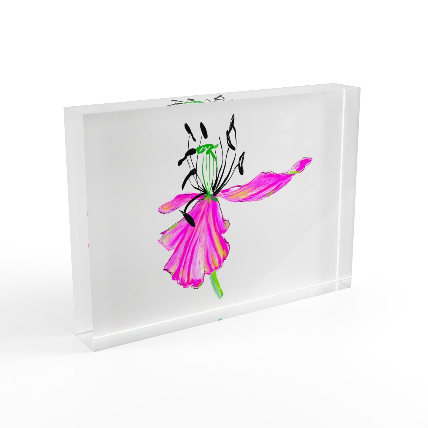 Dancing Tulips Acrylic Art Block Raspberry Pink