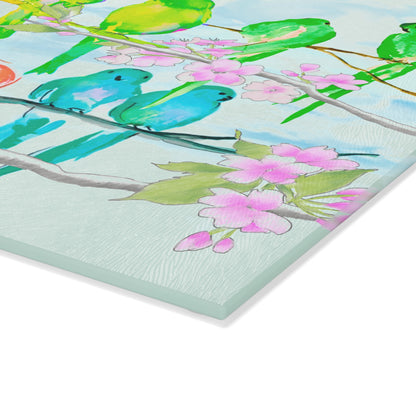 Glass Cutting Boards Birds on a Cherry Branch