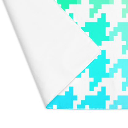 Houndstooth Fun Cotton Placemat, 1pc green/aqua/blue