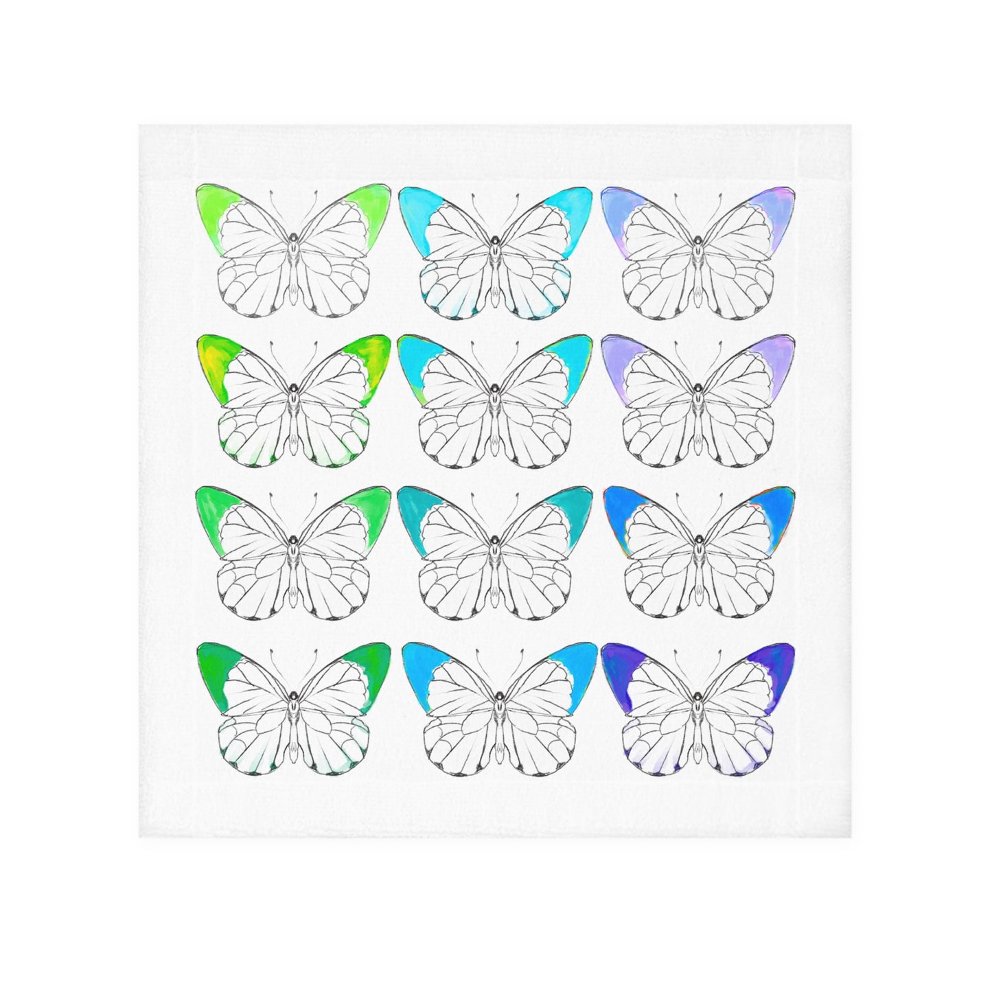Face Towels Color Tipped Butterflies