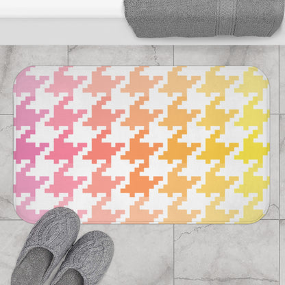 Bath Mats Houndstooth Fun Pink/Orange