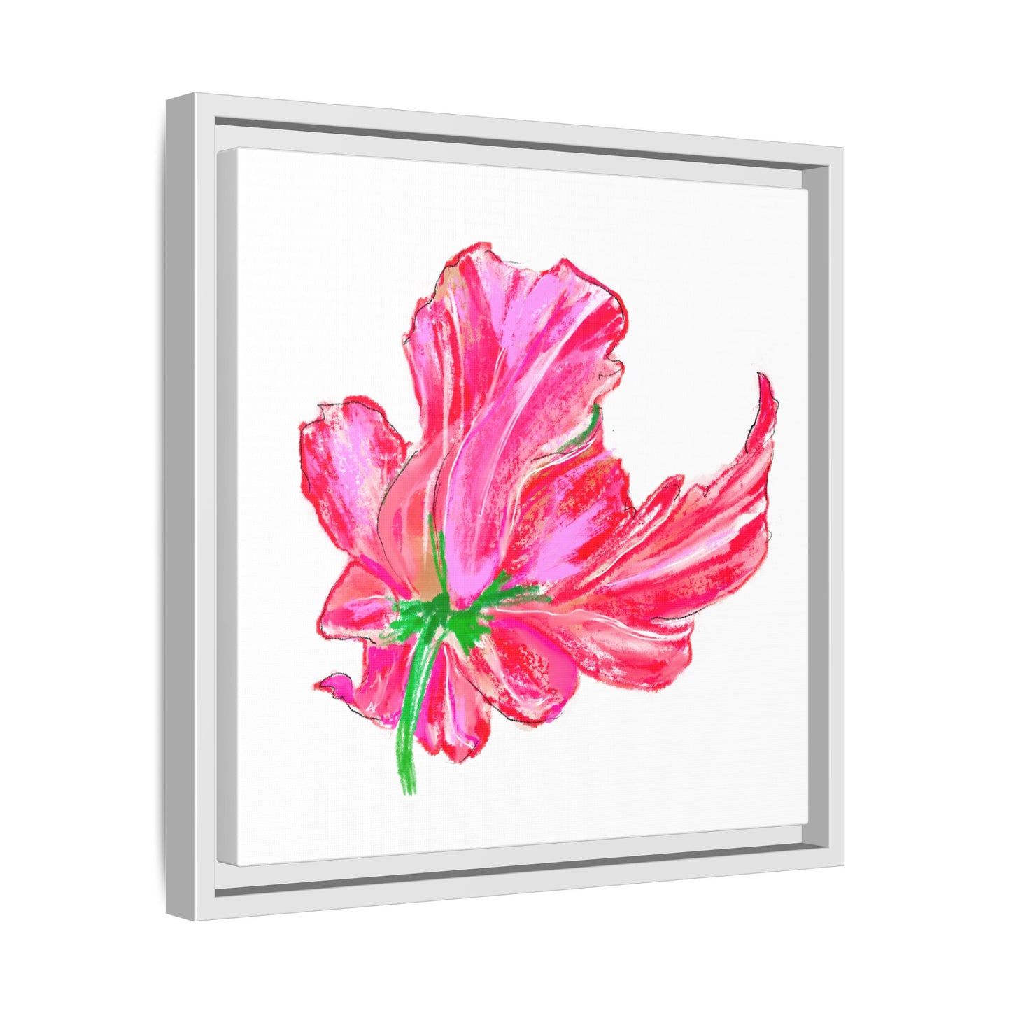 Dancing Tulips Matte Canvas, Framed (Multi-color) Pink Red
