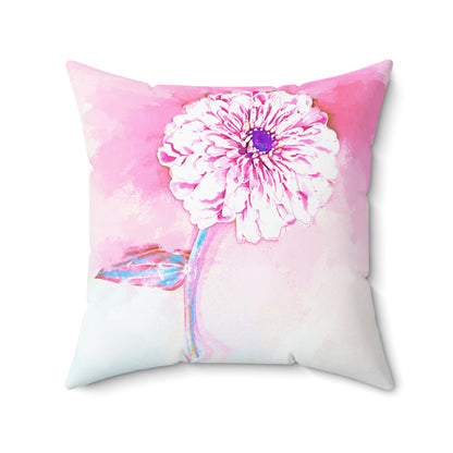 Zinnia Color Splash Spun Polyester Square Pillow, Raspberry, Pink
