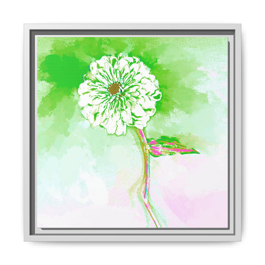 Zinnia Color Splash Matte Canvas Grass Green Framed