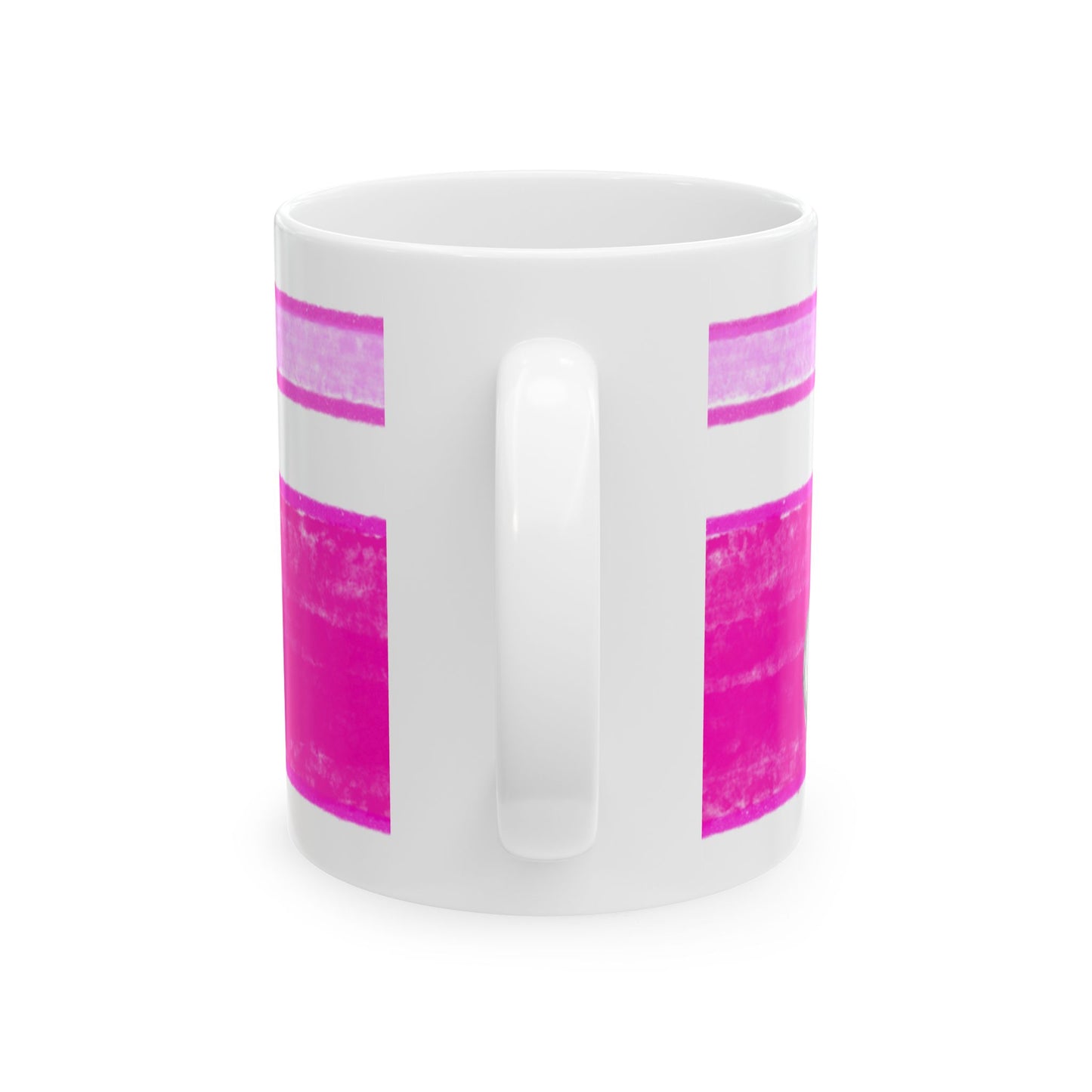 Mega Stripe Dogi Butterfly Flutter Ceramic Mug, (11oz, 15oz),  Raspberry Pink Chihuahua