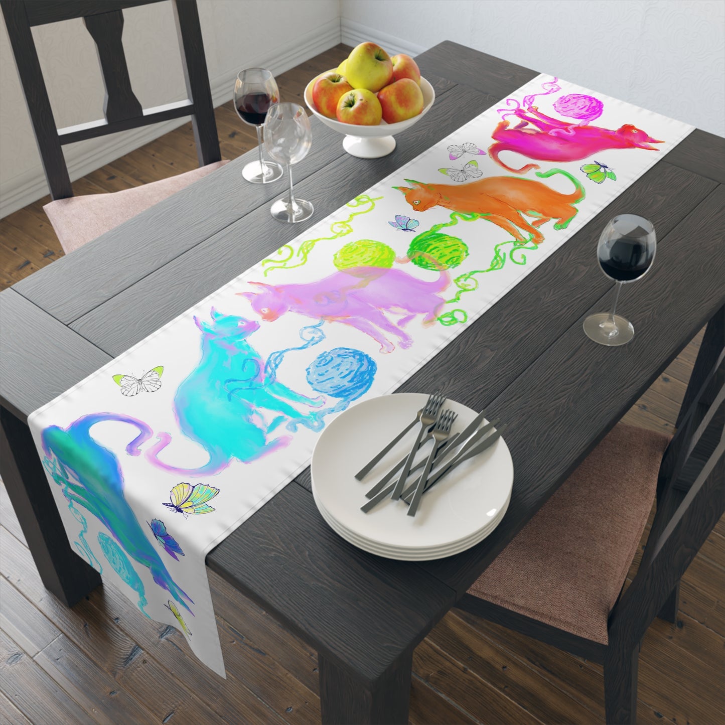 Colorful Cats Table Runner Colorful Cats (Cotton or Poly)