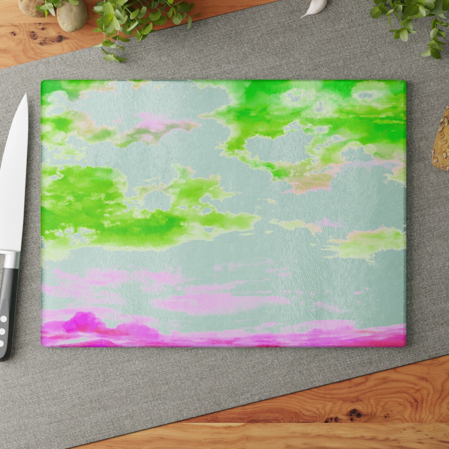 Glass Cutting Board Watercolor Landscape