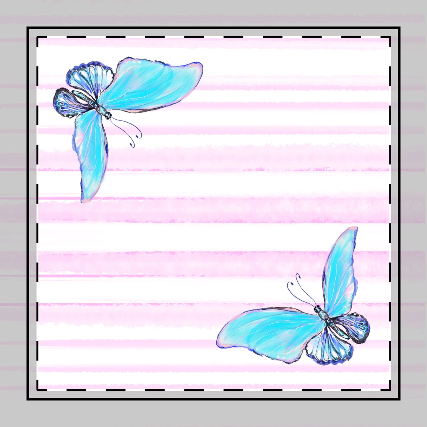 Butterfly Blossom Whirl Cotton Twill Napkin, Aqua, Fabric Background Creamy White, #1