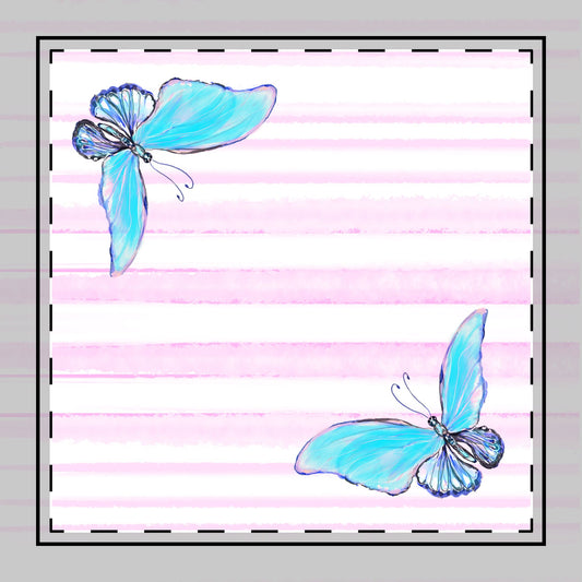 Butterfly Blossom Whirl Cotton Twill Napkin, Aqua, Fabric Background Creamy White, #1