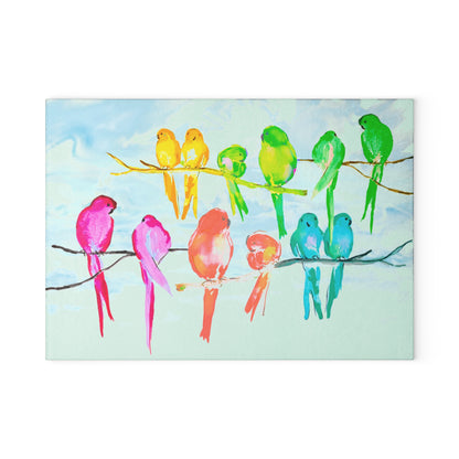 Glass Cutting Board Birds on a Branch