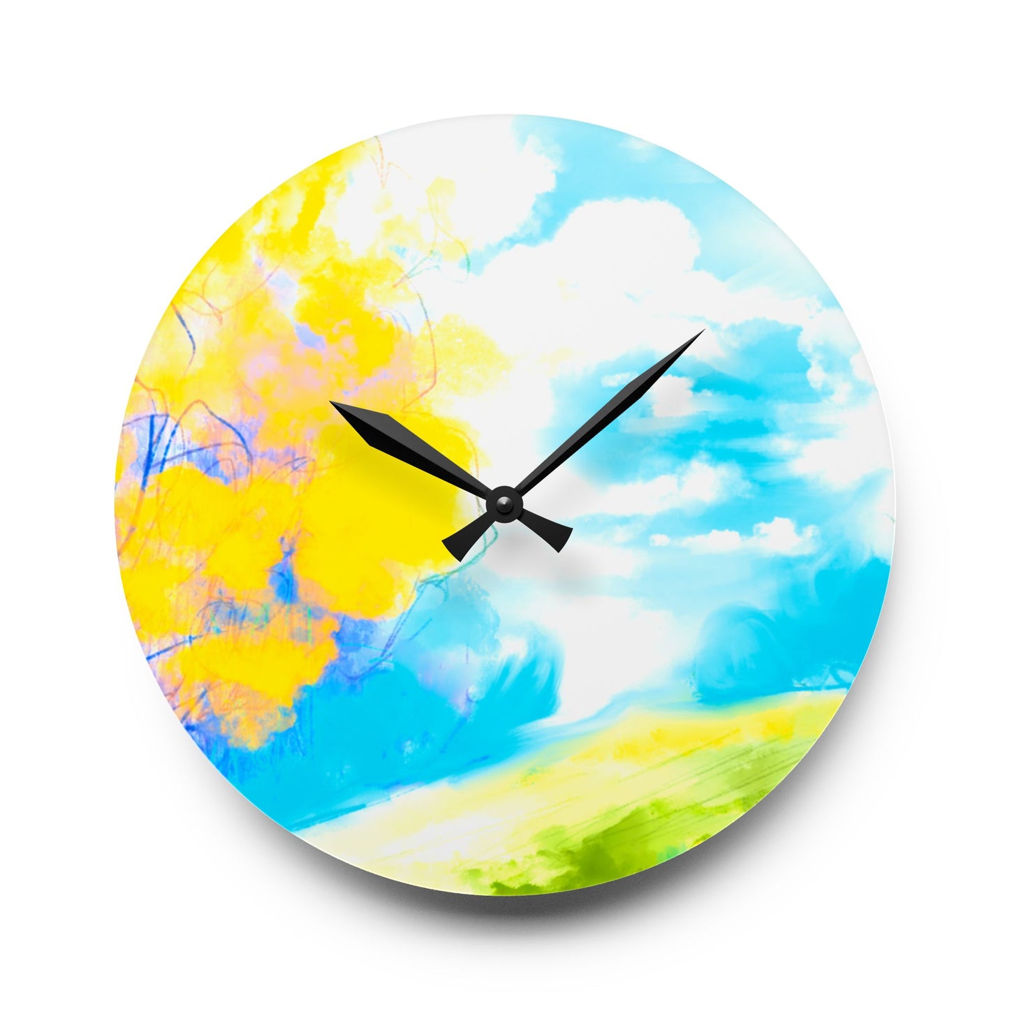 Joyful Landscapes  Wall Clock, Aqua Skies