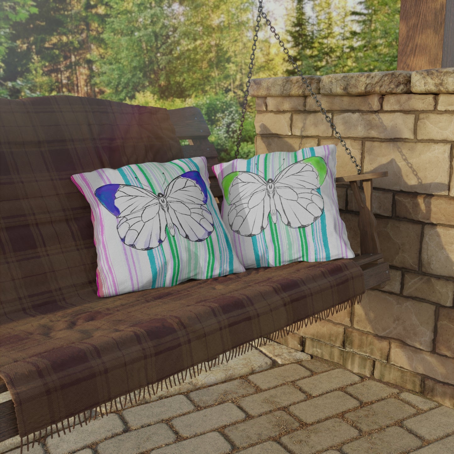 Pillows Outdoor Watercolor Butterfly Whimsy