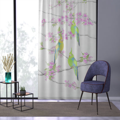 Window Treatments Sheer Curtain B Cherry Blossoms & Jolly Birds