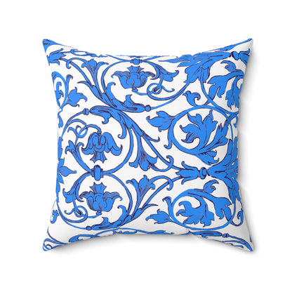 Scrollwork Polyester Square Pillow "A cheerful heart..."