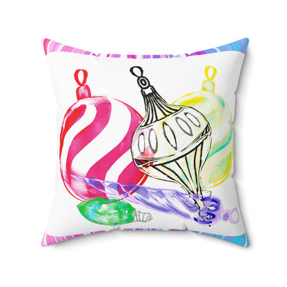 Pillows Christmas Watercolor Ornaments & Stripes