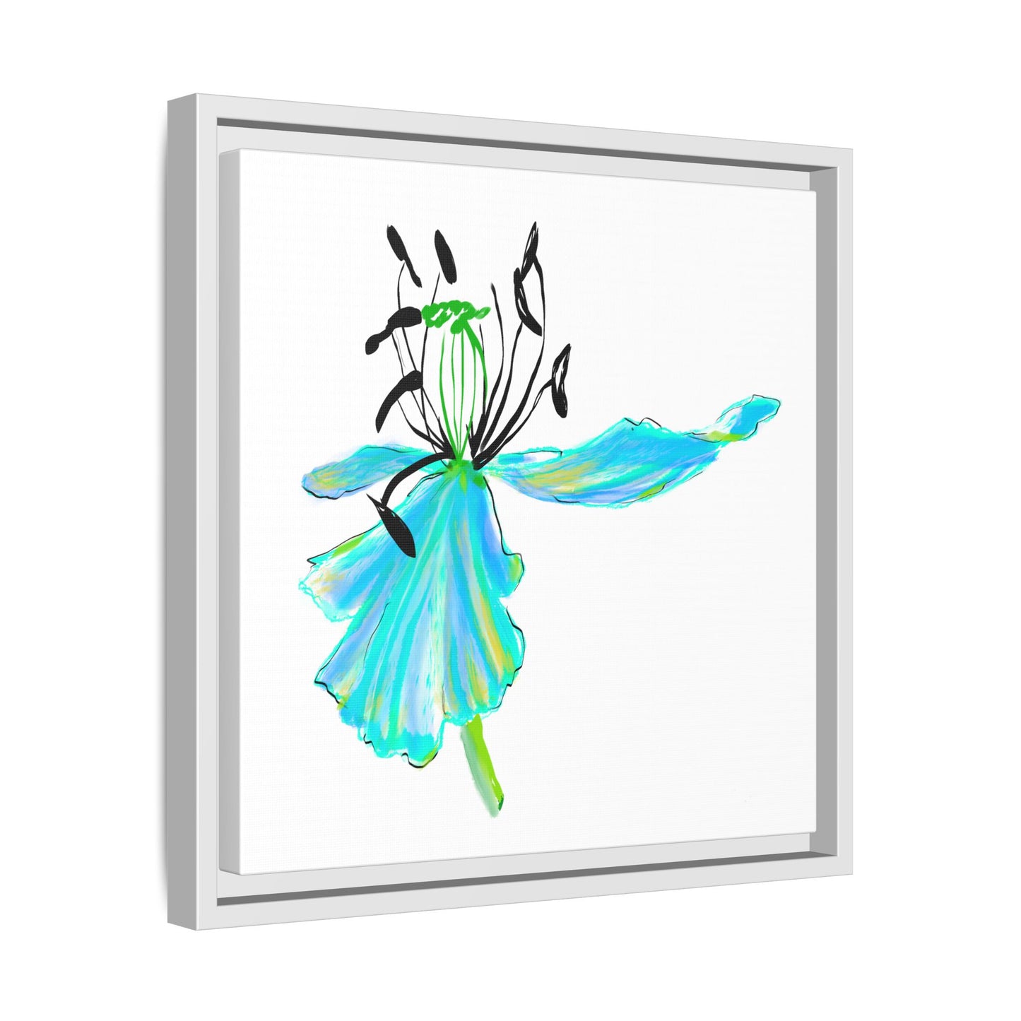 Dancing Tulips Matte Canvas, Framed Aqua