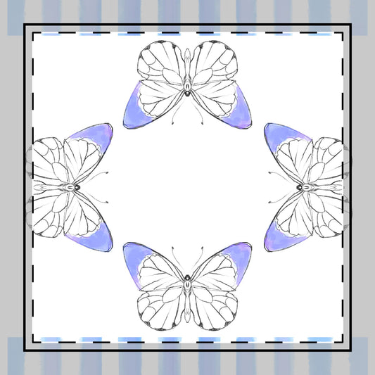 Butterfly Chroma Stripes, Cotton Twill Napkin, Periwinkle Blue, Fabric Background Cream White