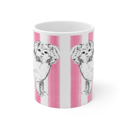 Dogi Fun Ceramic Mug  Pink, Shih Tzus