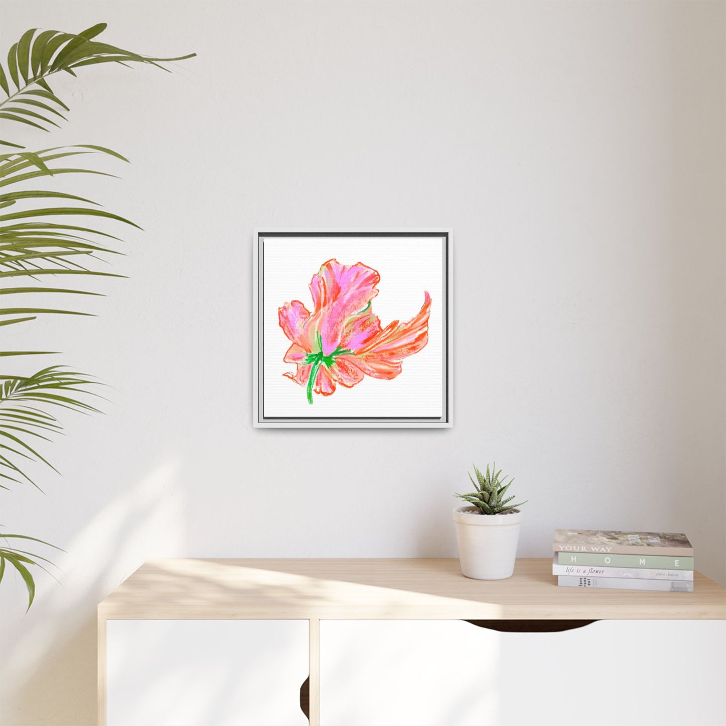 Dancing Tulips Matte Canvas, Framed (Multi-color) Orange Pink
