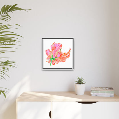 Dancing Tulips Matte Canvas, Framed (Multi-color) Orange Pink