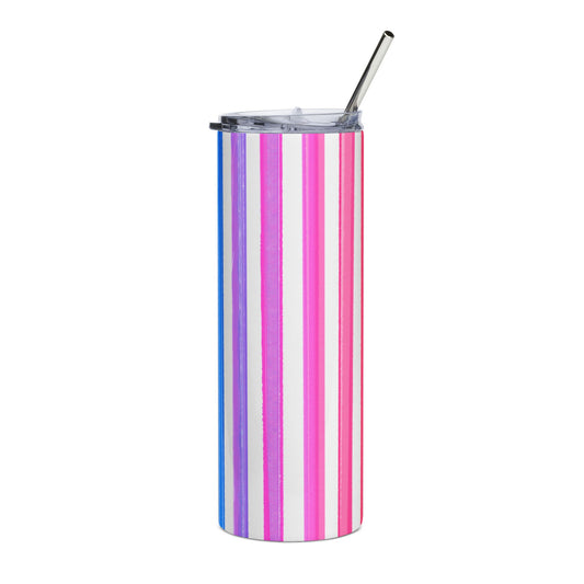 Stainless Steel Tumblers, 20oz Watercolor Rainbow Stripes