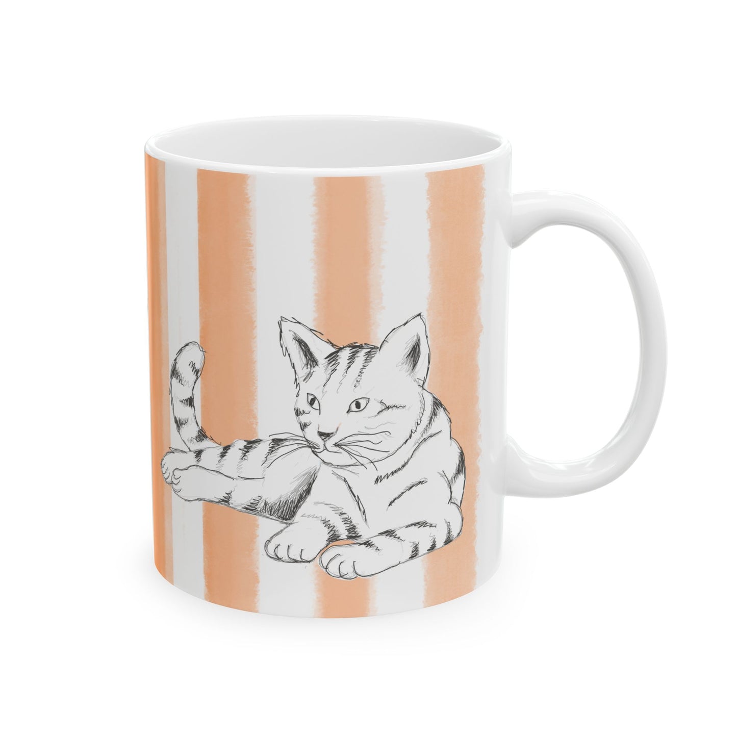 Kitty Fun Mug with Orange Stripes