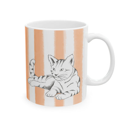 Kitty Fun Mug with Orange Stripes