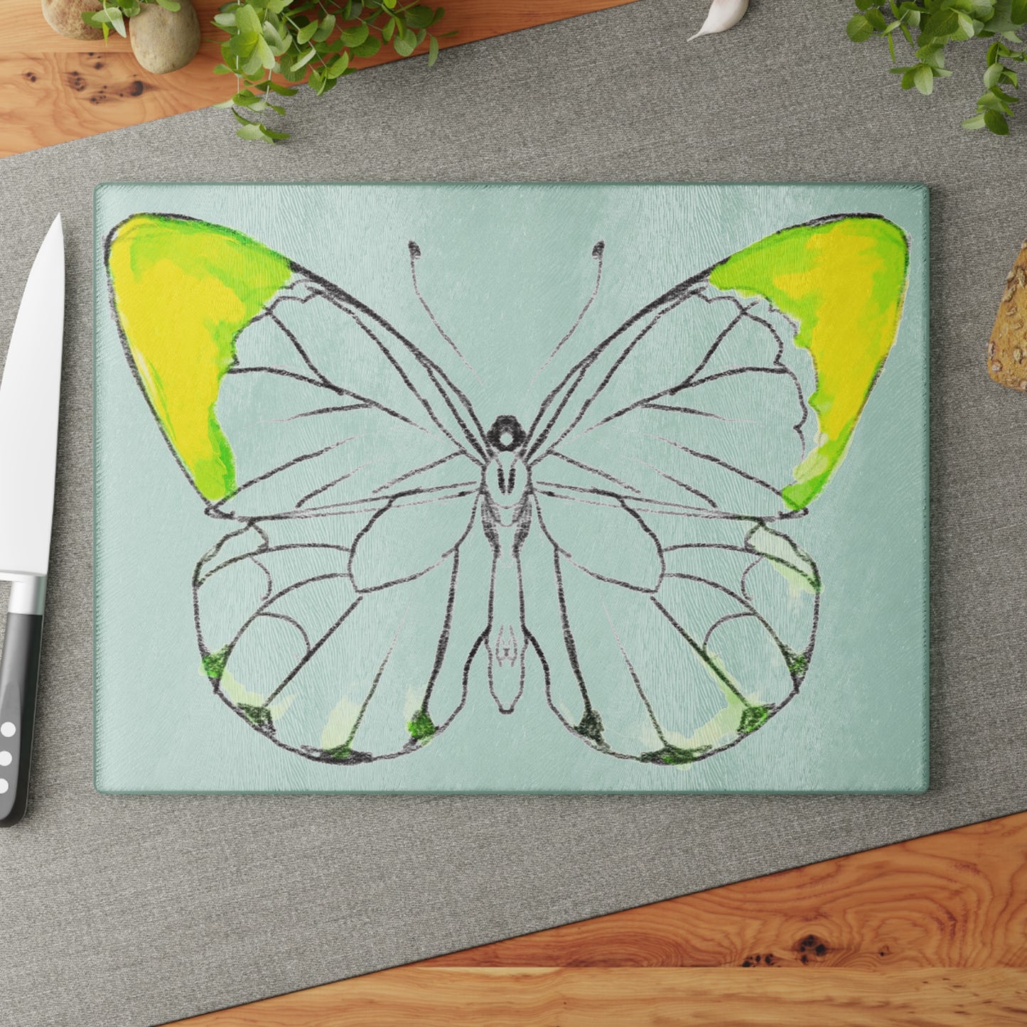 Chroma Glass Cutting Board Yellow Green