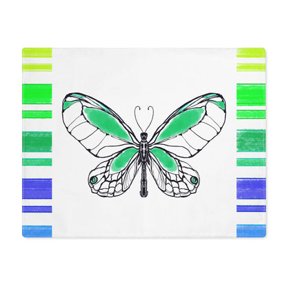Butterfly Flutterstripe Placemat in Darker Green with Multi-color Stripe Border (1 pc) cotton