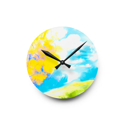 Joyful Landscapes  Wall Clock, Aqua Skies