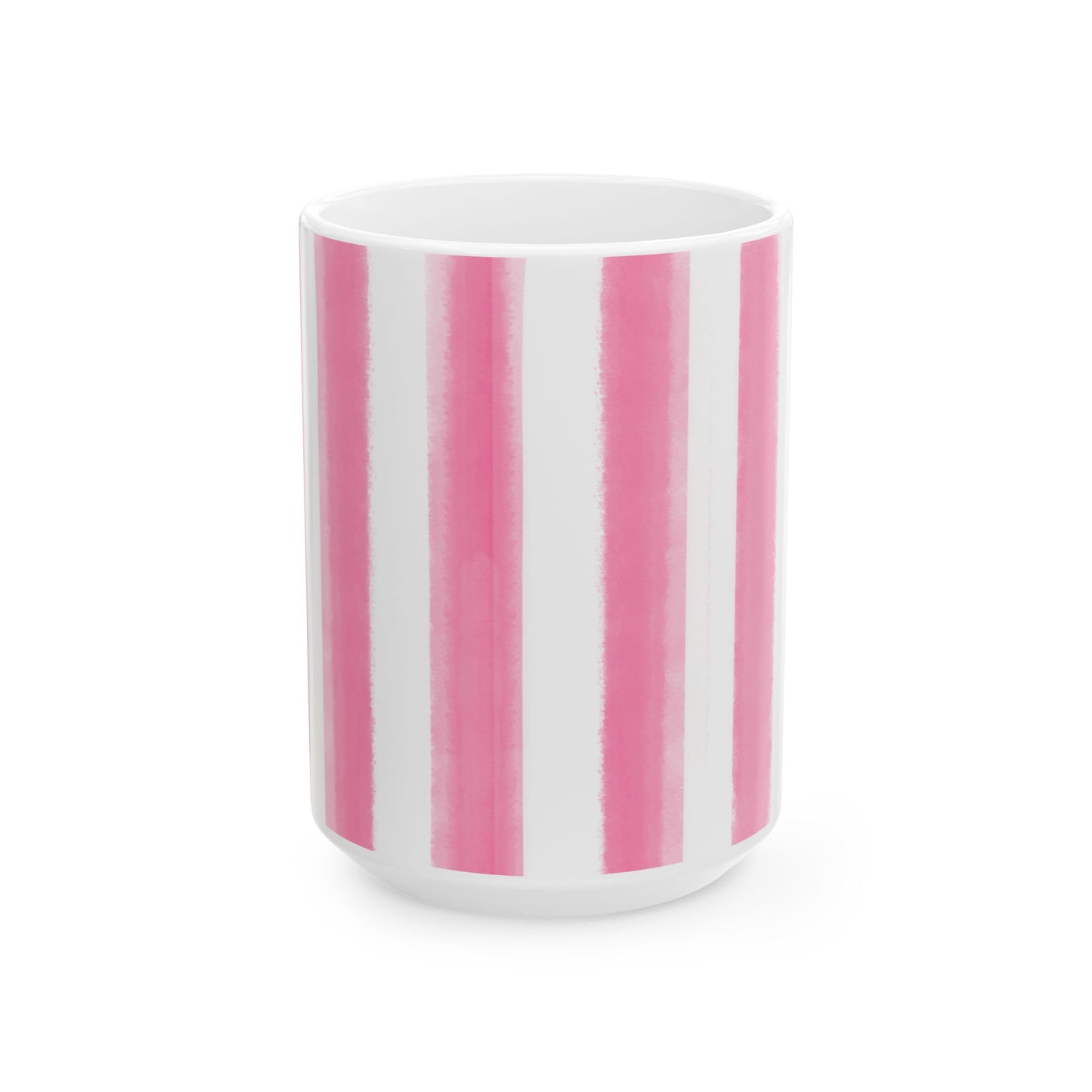 Watercolor Stripes Ceramic Mug Pink