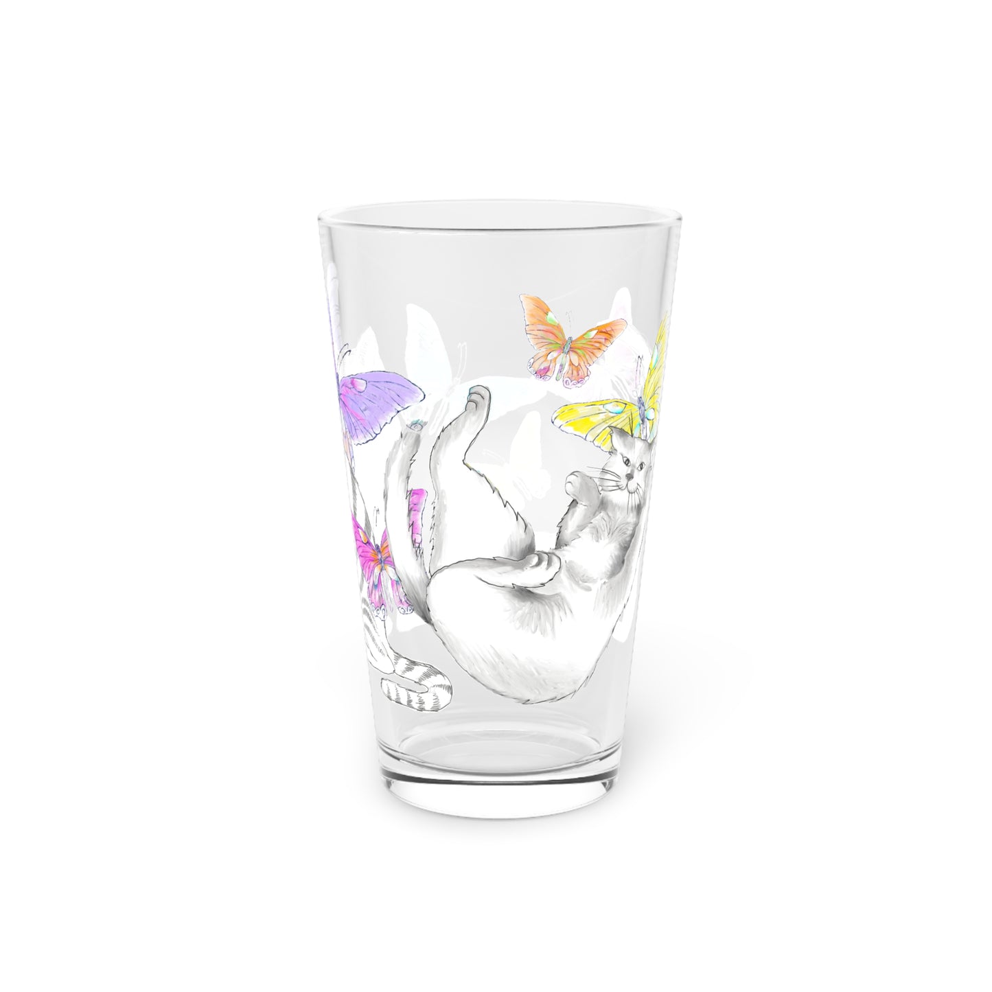 Kitty Flutter Pint Glass 16oz