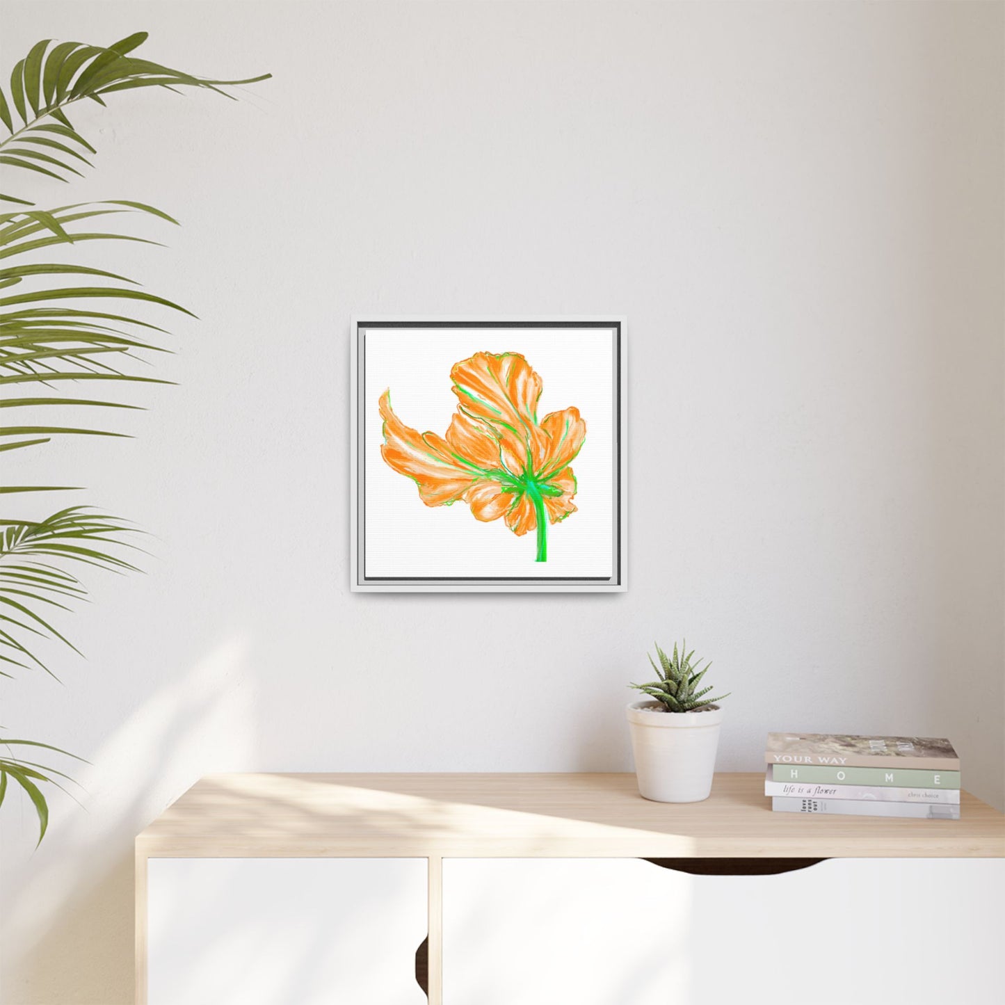 Dancing Tulips Matte Canvas, Framed (Multi-color) Orange